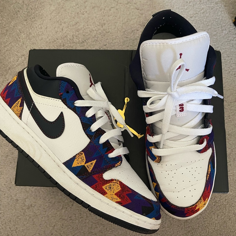 Air jordan 1 low white/dark obsidian-team red - Picture 2 of 3